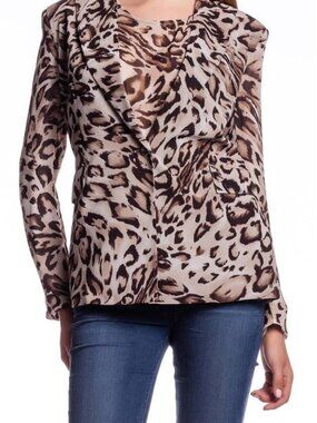 Lovers + Friends Meant To Be Blazer Leopard Jacket brown designer NEW Sexy Poly